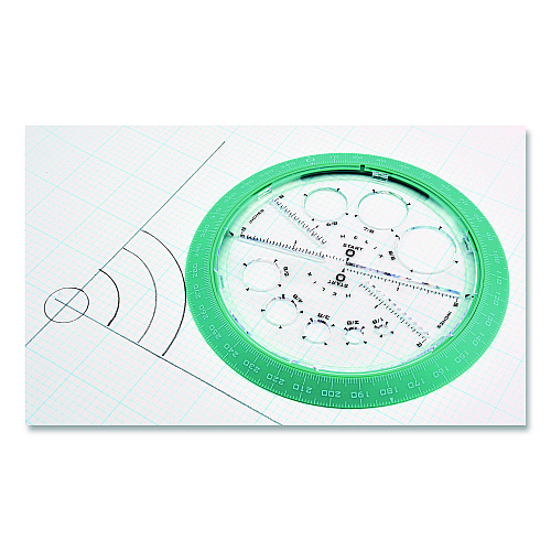 Maped Helix 360 Angle and Circle Maker 2-in-1 Protractor and Compass Tool, 2" Ruler Edge, Plastic, Randomly Assorted Color (36002)