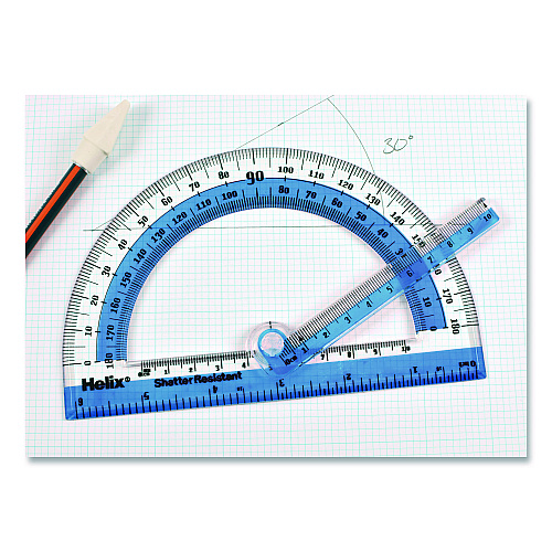 Maped Helix 180 Shatter Resistant Swing Arm Protractor, 6" Ruler Edge/10 cm Ruler Edge, Plastic, Randomly Assorted Color (60009)