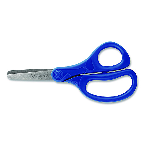 Maped Helix Essential Blunt School Scissors School Pack, Rounded Tip, 5.35" Long, 2" Cut Length, Straight Assorted Handle, Dozen (480149)