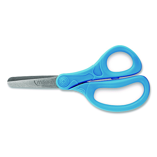 Maped Helix Essential Blunt School Scissors School Pack, Rounded Tip, 5.35" Long, 2" Cut Length, Straight Assorted Handle, Dozen (480149)