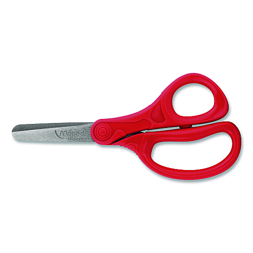Maped Helix Essential Blunt School Scissors School Pack, Rounded Tip, 5.35" Long, 2" Cut Length, Straight Assorted Handle, Dozen (480149)