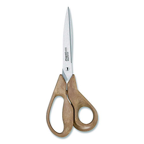 Maped Helix Advanced Wood Multipurpose Scissors, 8.25" Long, 4.75" Cut Length, Straight Brown Handle (499111FM)