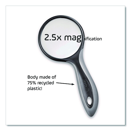 Maped Helix 2.5X Soft Touch Large Magnifying Glass, Plastic Lens, 3" dia, Randomly Assorted Color (393549)