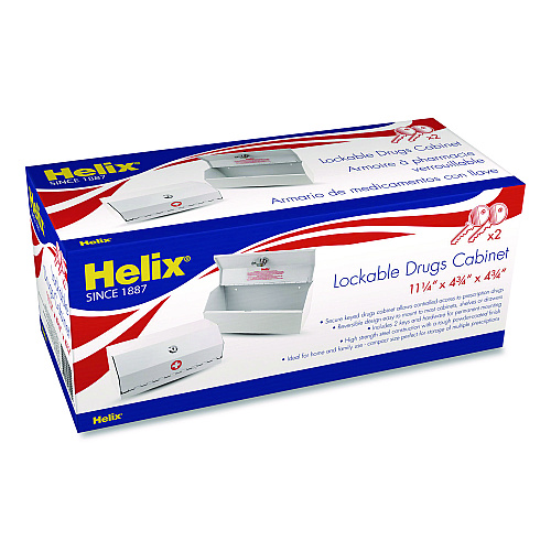 Maped Helix Metal Lockable Wall-Mounted Drug Cabinet,11.5 x 4.24 x 4.75, White (27050)