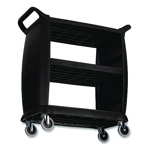 Boardwalk Bussing Cart, Plastic, 3 Shelves, 300 lb Capacity, 18 x 36.25 x 38, Black (BCART3)