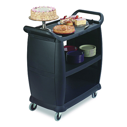 Boardwalk Bussing Cart, Plastic, 3 Shelves, 300 lb Capacity, 18 x 36.25 x 38, Black (BCART3)