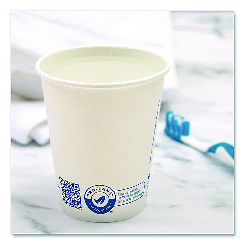 SOLO Recycled Content PCF Paper Hot Cups, ProPlanet Seal, 10 oz, White, 50/Pack (370RCPLANEPK)