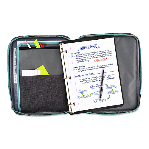 Five Star 1" Carry All Zip Binder, 3 Rings, 1" Capacity, 11 x 8.5, Randomly Assorted Color (290920)