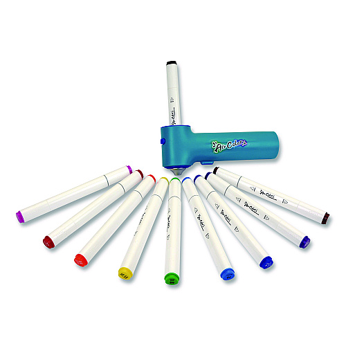 The Pencil Grip AirColor Airbrush Kit, (10) Markers/(2) Stencils/(1) Airbrush/(1) Charging Cable, 4 Kits/Carton (49004)