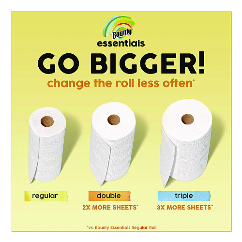 Bounty Essentials Select-A-Size Kitchen Roll Paper Towels, 2-Ply, 108 Sheets/Roll, 24 Rolls/Carton (16540)