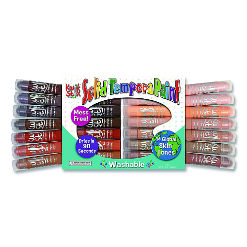 The Pencil Grip Kwik Stick Tempera Paint, 0.7" x 3.5", Assorted Skintones, 14 Sticks/Pack, 12 Packs/Carton (67212)