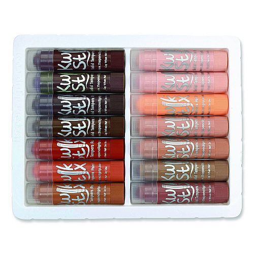The Pencil Grip Kwik Stick Tempera Paint, 0.7" x 3.5", Assorted Skintones, 14 Sticks/Pack, 12 Packs/Carton (67212)