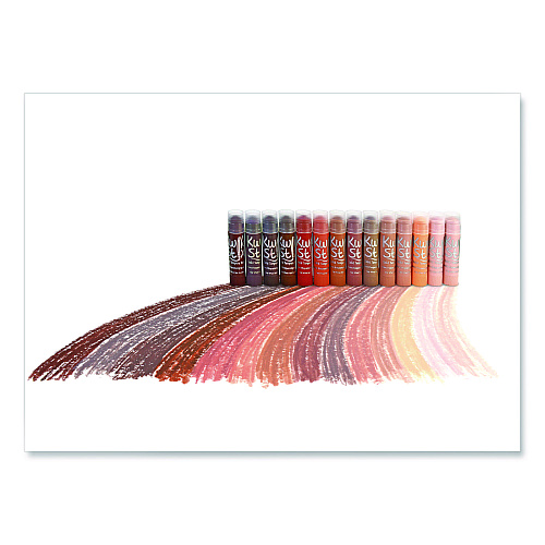 The Pencil Grip Kwik Stick Tempera Paint, 0.7" x 3.5", Assorted Skintones, 14 Sticks/Pack, 12 Packs/Carton (67212)