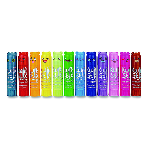 The Pencil Grip Kwik Stick Tempera Paint, 4" x 1", Assorted Colors, 12/Pack, 12 Packs/Carton (68412)