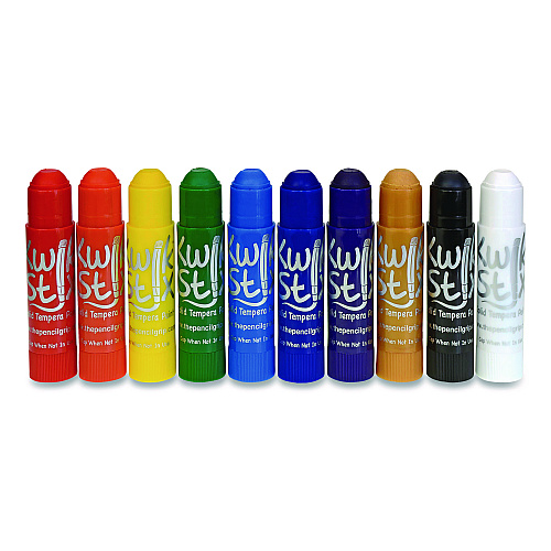 The Pencil Grip Kwik Stix Tempera Paint Set, 10 Assorted Colors, 10 Paint Sticks/Pack, 12 Packs/Carton (69912)