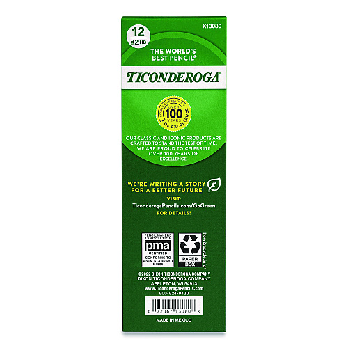 Dixon Ticonderoga Beginners Woodcase Pencil with Microban, HB (#2), Black Lead, Yellow Barrel, Dozen (130800002)