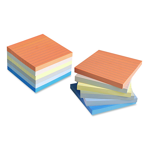 Universal Ultra Sticky Note Pads, Note Ruled, 4" x 4", Assorted Colors, 100 Sheets/Pad, 6 Pads/Pack (35633)