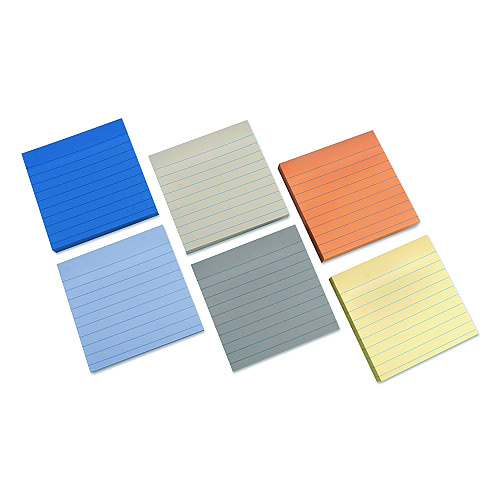 Universal Ultra Sticky Note Pads, Note Ruled, 4" x 4", Assorted Colors, 100 Sheets/Pad, 6 Pads/Pack (35633)