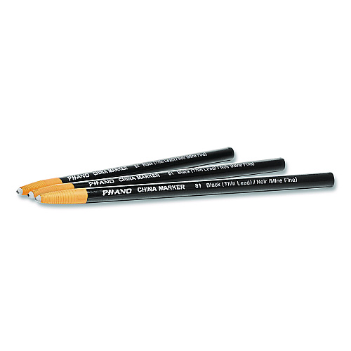 Dixon China Marker, Black, Thin Lead, 12/Pack (000810002)