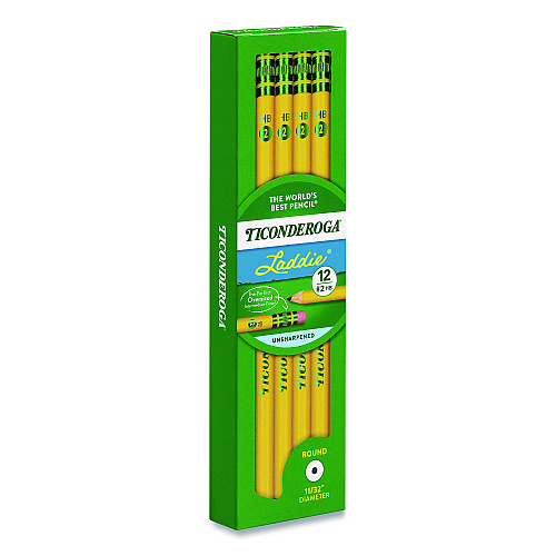 Dixon Ticonderoga Laddie Woodcase Pencil with Microban, HB (#2), Black Lead, Yellow Barrel, 12/Pack (133040002)