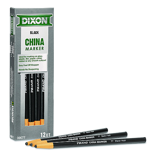 Dixon China Marker, Black, 12/Pack (000770002)