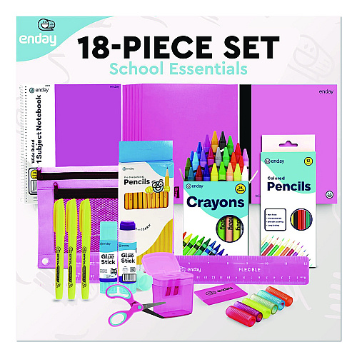 enday Back to School Supplies Kit for Grades K-5, Pink (1315)