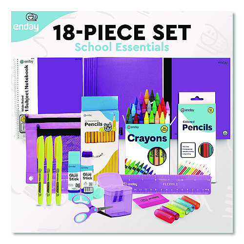 enday Back to School Supplies Kit for Grades K-5, Purple (1316)