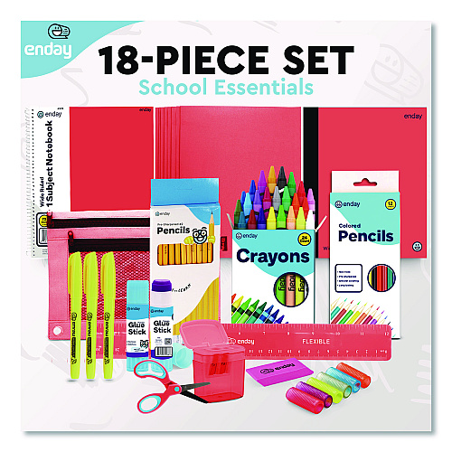 enday Back to School Supplies Kit for Grades K-5, Red (1319)
