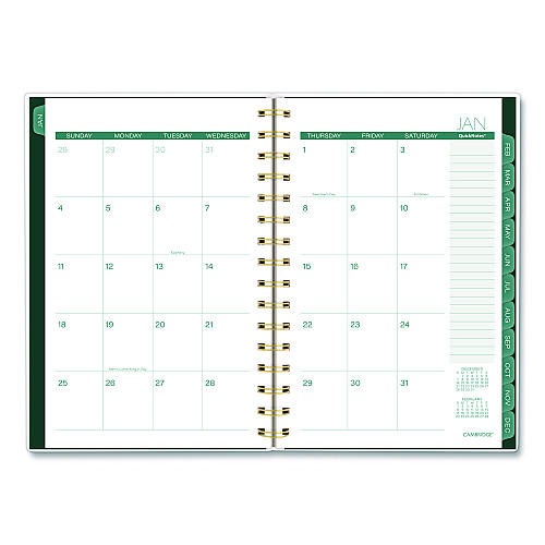 Cambridge Emerald Isle Weekly/Monthly Planner, 8.5 x 5.5, Green Marbled Cover, 12-Month (Jan-Dec): 2026 (1758200)