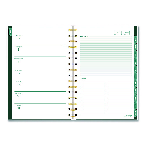 Cambridge Emerald Isle Weekly/Monthly Planner, 8.5 x 5.5, Green Marbled Cover, 12-Month (Jan-Dec): 2026 (1758200)