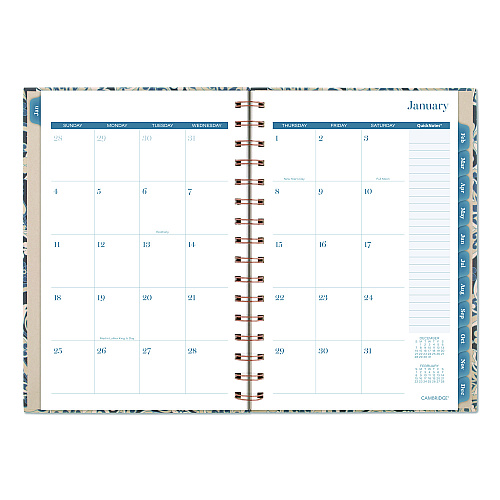 Cambridge Elizabeth Weekly/Monthly Planner, 8.5 x 5.5, Floral Artwork, Blue Cover, 12-Month (Jan-Dec): 2026 (1763200)