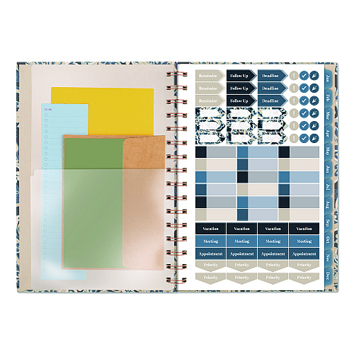 Cambridge Elizabeth Weekly/Monthly Planner, 8.5 x 5.5, Floral Artwork, Blue Cover, 12-Month (Jan-Dec): 2026 (1763200)