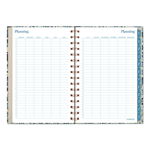Cambridge Elizabeth Weekly/Monthly Planner, 8.5 x 5.5, Floral Artwork, Blue Cover, 12-Month (Jan-Dec): 2026 (1763200)