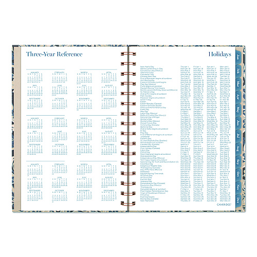 Cambridge Elizabeth Weekly/Monthly Planner, 8.5 x 5.5, Floral Artwork, Blue Cover, 12-Month (Jan-Dec): 2026 (1763200)