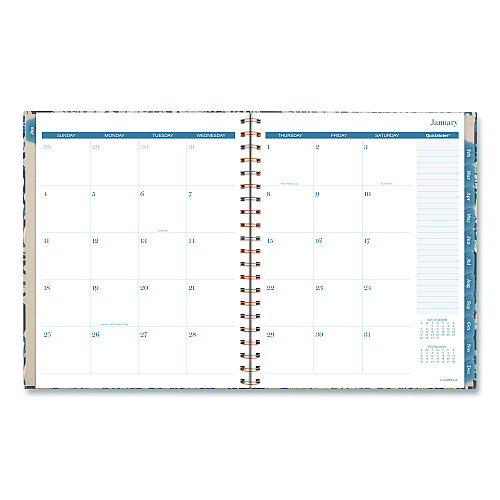 Cambridge Elizabeth Weekly/Monthly Planner, 11 x 8.5, Floral Artwork, Blue Cover, 12-Month  (Jan-Dec): 2026 (1763905)