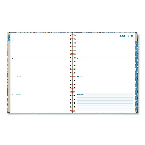 Cambridge Elizabeth Weekly/Monthly Planner, 11 x 8.5, Floral Artwork, Blue Cover, 12-Month  (Jan-Dec): 2026 (1763905)