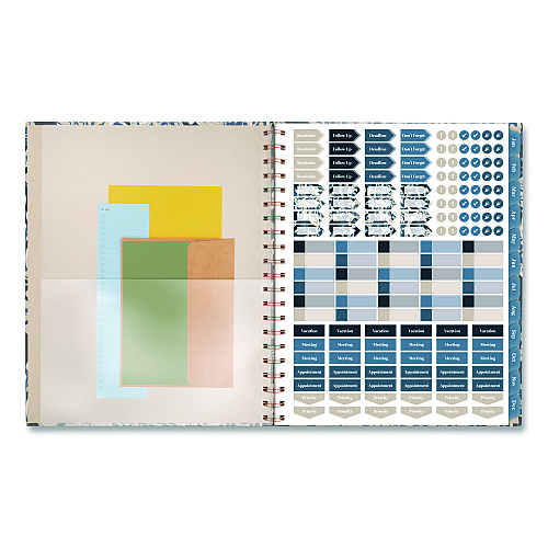 Cambridge Elizabeth Weekly/Monthly Planner, 11 x 8.5, Floral Artwork, Blue Cover, 12-Month  (Jan-Dec): 2026 (1763905)