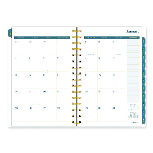Cambridge Midnight Garden Weekly/Monthly Planner, 8.5 x 5.5, Floral Artwork, Black/Pink/Green Cover, 12-Month (Jan-Dec): 2026 (1768200)