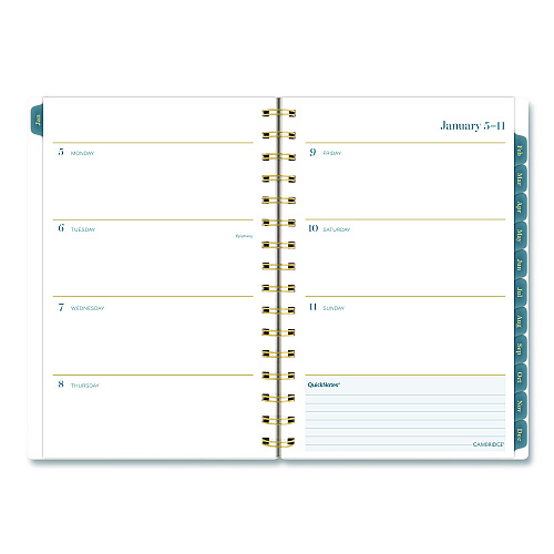 Cambridge Midnight Garden Weekly/Monthly Planner, 8.5 x 5.5, Floral Artwork, Black/Pink/Green Cover, 12-Month (Jan-Dec): 2026 (1768200)