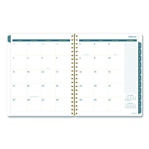 Cambridge Midnight Garden Weekly/Monthly Planner, 11 x 8.5, Floral Artwork, Black/Pink/Green Cover, 12-Month (Jan-Dec): 2026 (1768905)