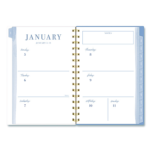 Cambridge Weekly/Monthly Calista Floral Planners, 8.5 x 5.5, Floral Artwork, Blue/Purple/Green Cover, 13-Month: Jan 2026 to Jan 2027 (LB40200)