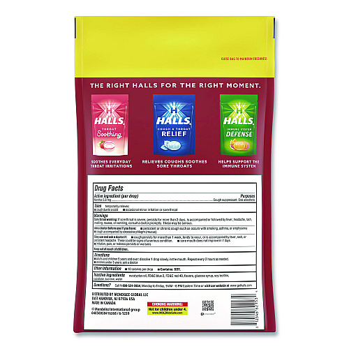 Halls Relief Cough Drops - Value Size, Cherry, 200/Pack (22002530)
