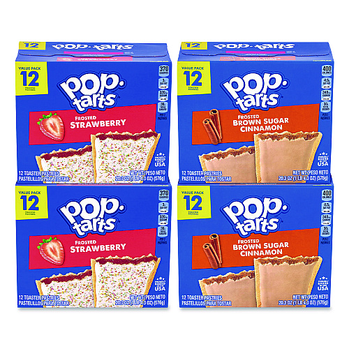 Snack Box Pros Red Bull Energy Drink and Pop Tart Combo Pack,(24) 12oz Cans,(24) Frosted Strawberry/(24) Frosted Brown Sugar Cinnamon/Bundle (60004173)