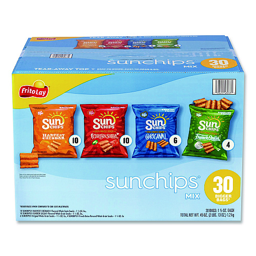 Snack Box Pros Sunchips and Jack Link's Beef Jerky Variety Pack, (30) 1.5 oz Bags, (9) 1.25 oz Snack Packs, Assorted Flavors/Bundle (60004175)
