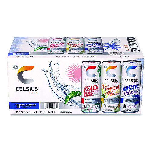 Kellogg's Celcius Vibe and Pop Tarts Variety Combo Pack,(18) 12oz Cans,(24) Frosted Strawberry/(24) Frosted Brown Sugar Cinnamon/Bundle (60004172)