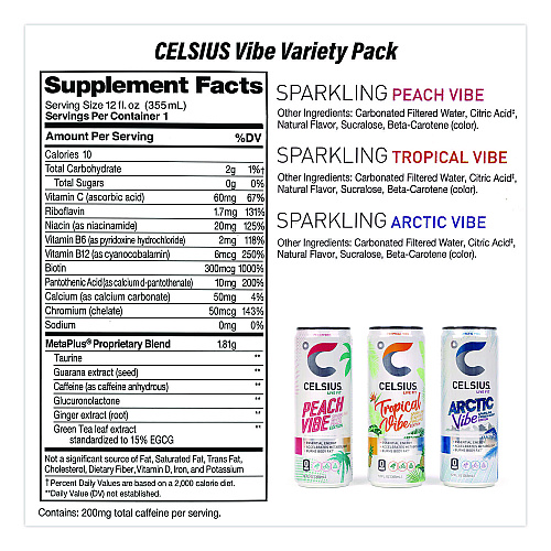 Kellogg's Celcius Vibe and Pop Tarts Variety Combo Pack,(18) 12oz Cans,(24) Frosted Strawberry/(24) Frosted Brown Sugar Cinnamon/Bundle (60004172)