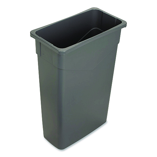 Carlisle TrimLine Rectangle Waste Container, 23 gal, Plastic, Gray, 4/Carton (34202323)