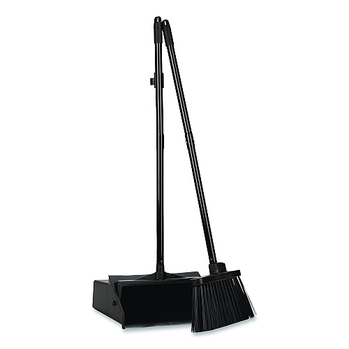 Carlisle Duo-Pan Upright Dust Pan and Broom, 11.8w x 36h, 24.5" Handle, Plastic, Black (36141503)