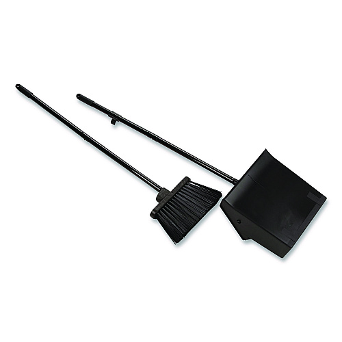 Carlisle Duo-Pan Upright Dust Pan and Broom, 11.8w x 36h, 24.5" Handle, Plastic, Black (36141503)