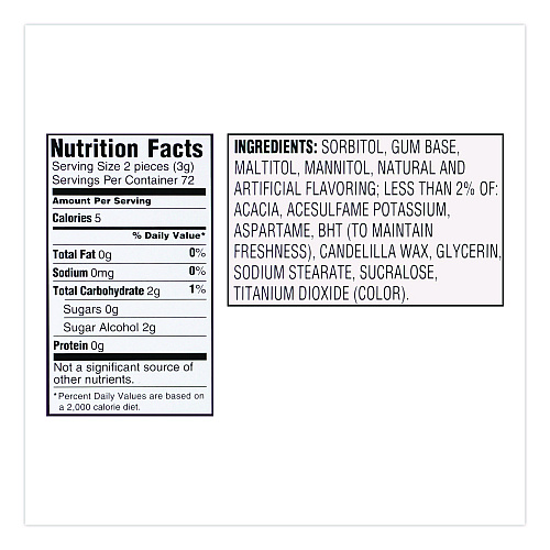 Trident Sugar-Free Gum, Peppermint, 12 Sticks/Pack, 9 Packs/Box (AMC67608)